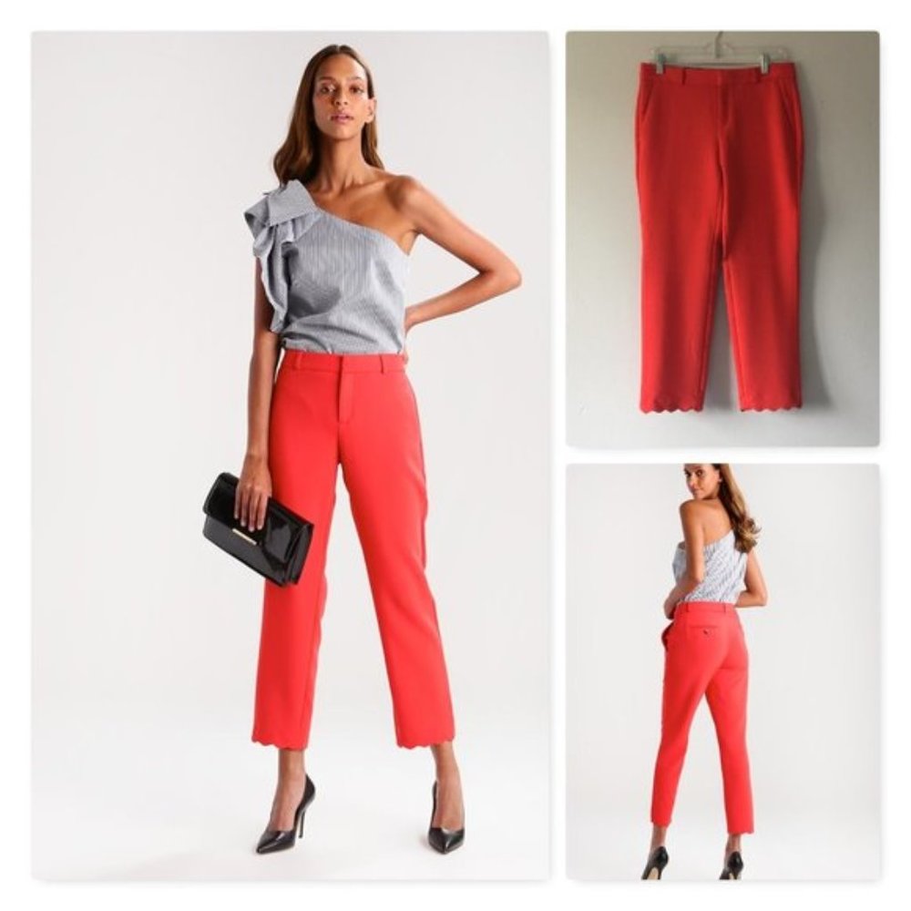 Banana Republic Avery Scallop Hem Coral Pant 6 NWT